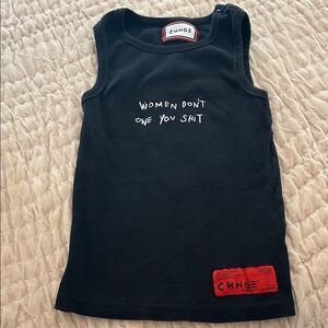 CHNGE Black Tank Top with Bold feminist, Statement small
